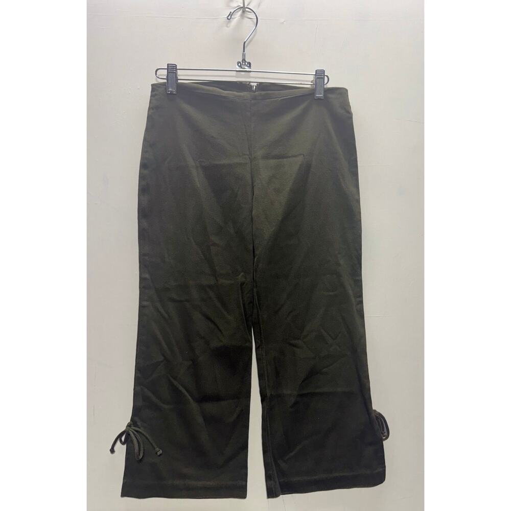 Vintage Women's Olive Green Drawstring Capri Pants, Size 3, Casual Fit